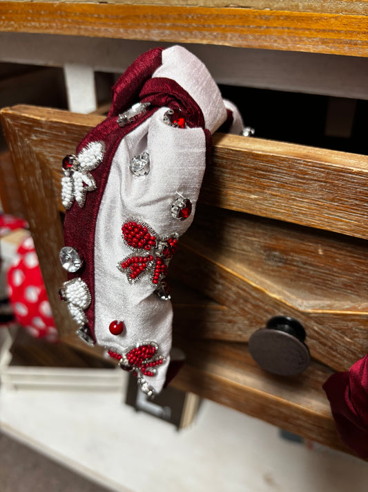 Bow and Jewel Split Headband