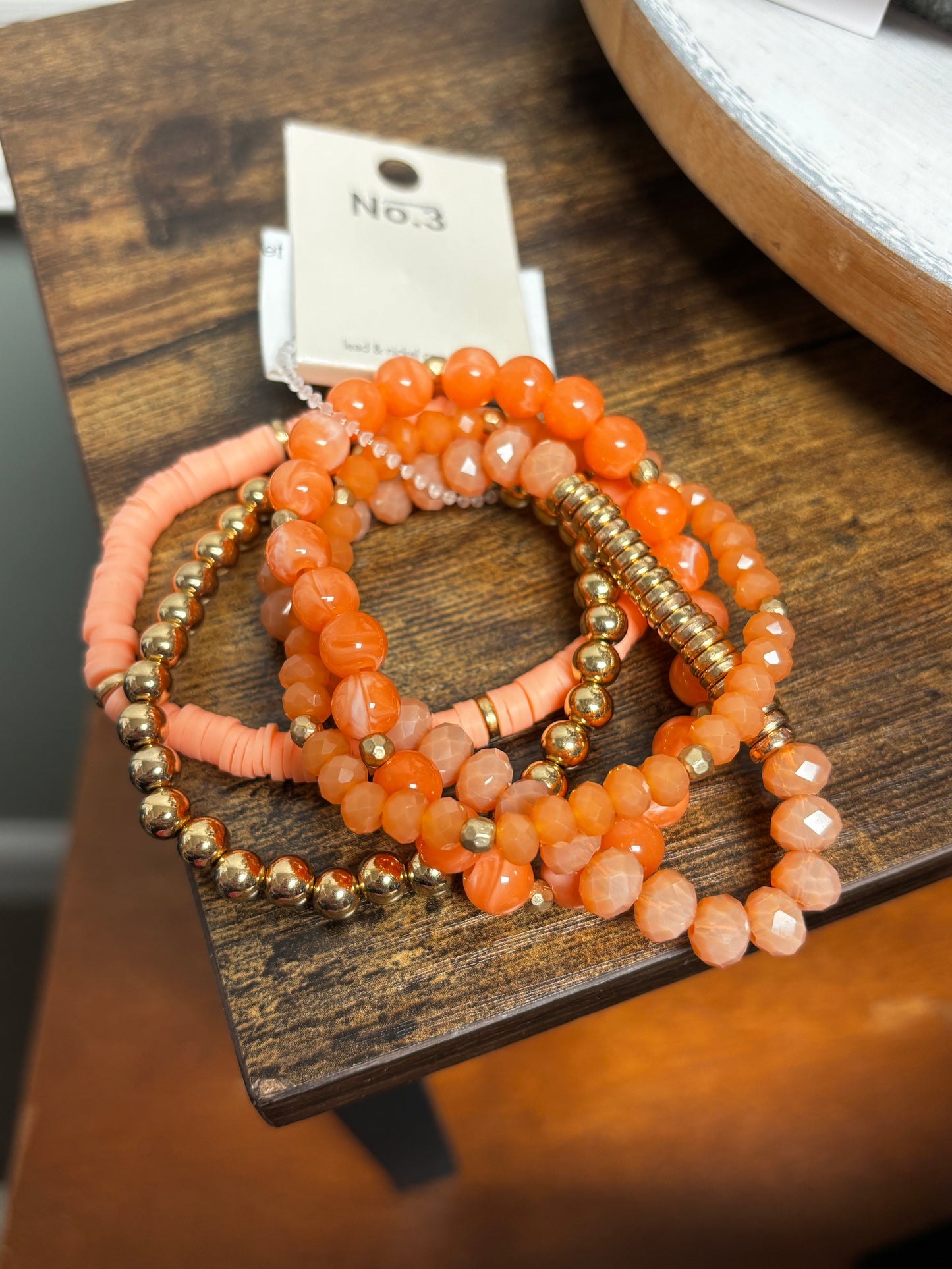 Orange Beaded Bracelet Set