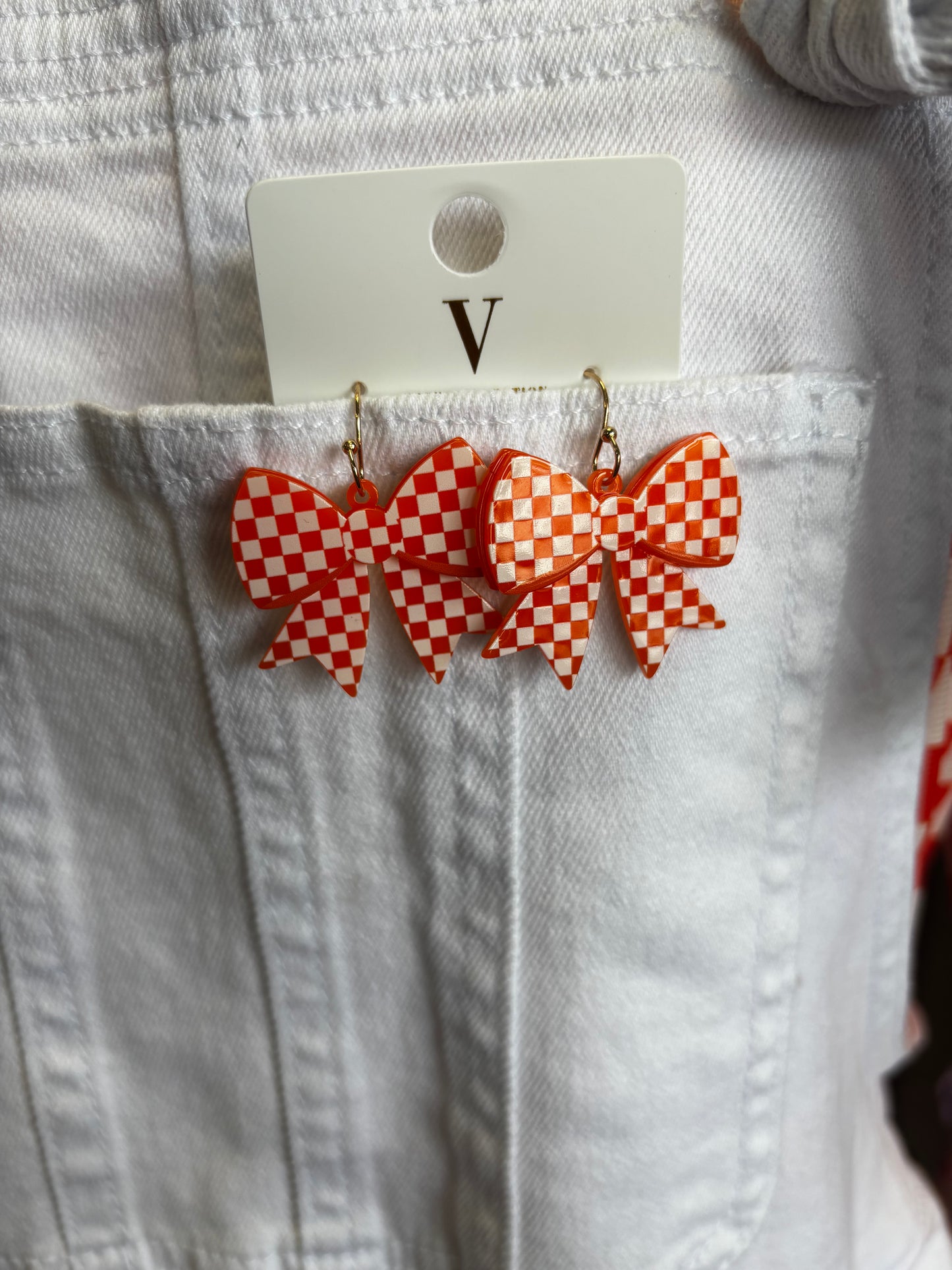 Checkered Bow Earrings