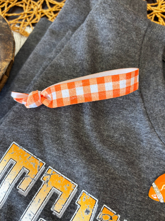 Orange Check Hair Tie
