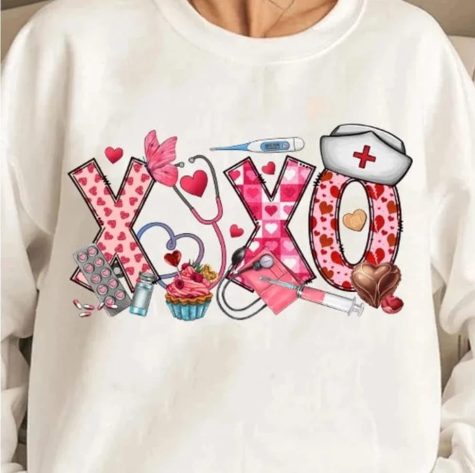 XOXO Valentine Nurse Long Sleeve Tee