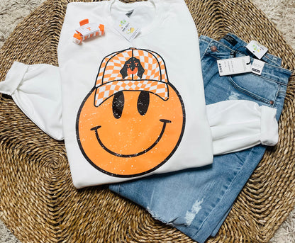 Checkerboard Smiley Tee or Crew