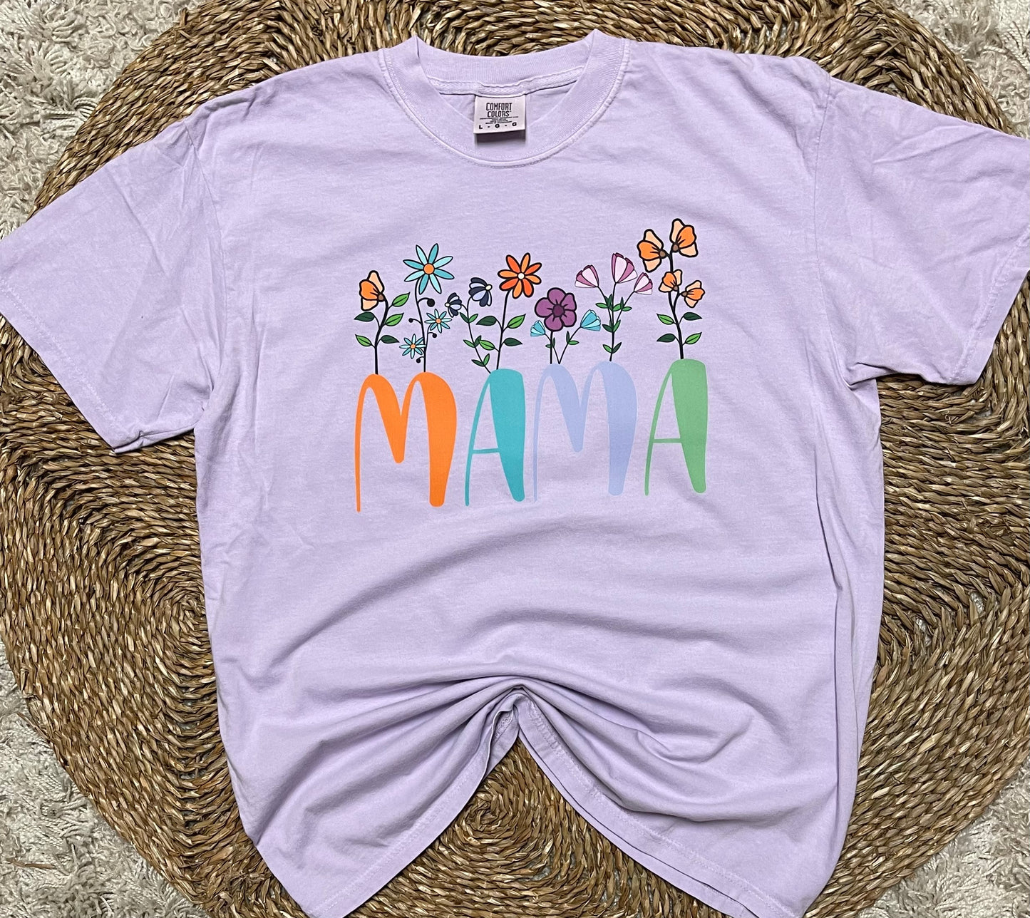 MAMA Floral Comfort Color Tee