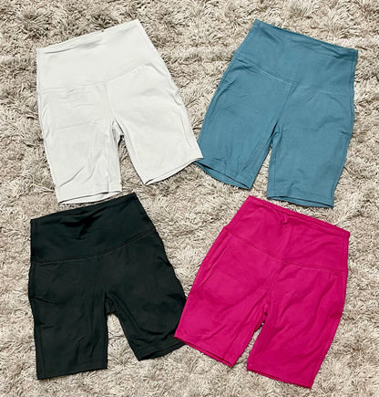 BUTTER SOFT WIDE WAISTBAND BIKER SHORTS