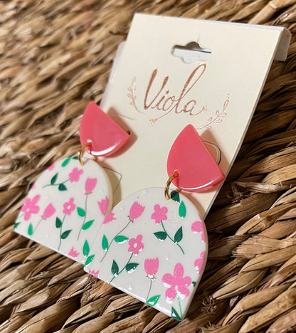 Pink Tulip Acrylic Earrings