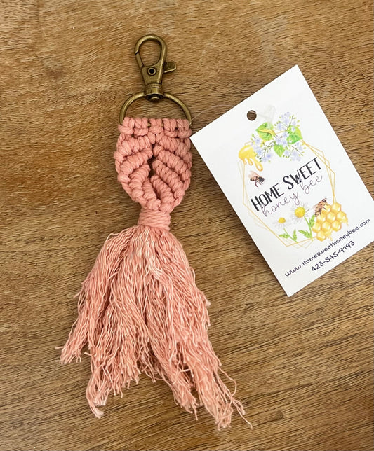 Mauve Macrame Keychain