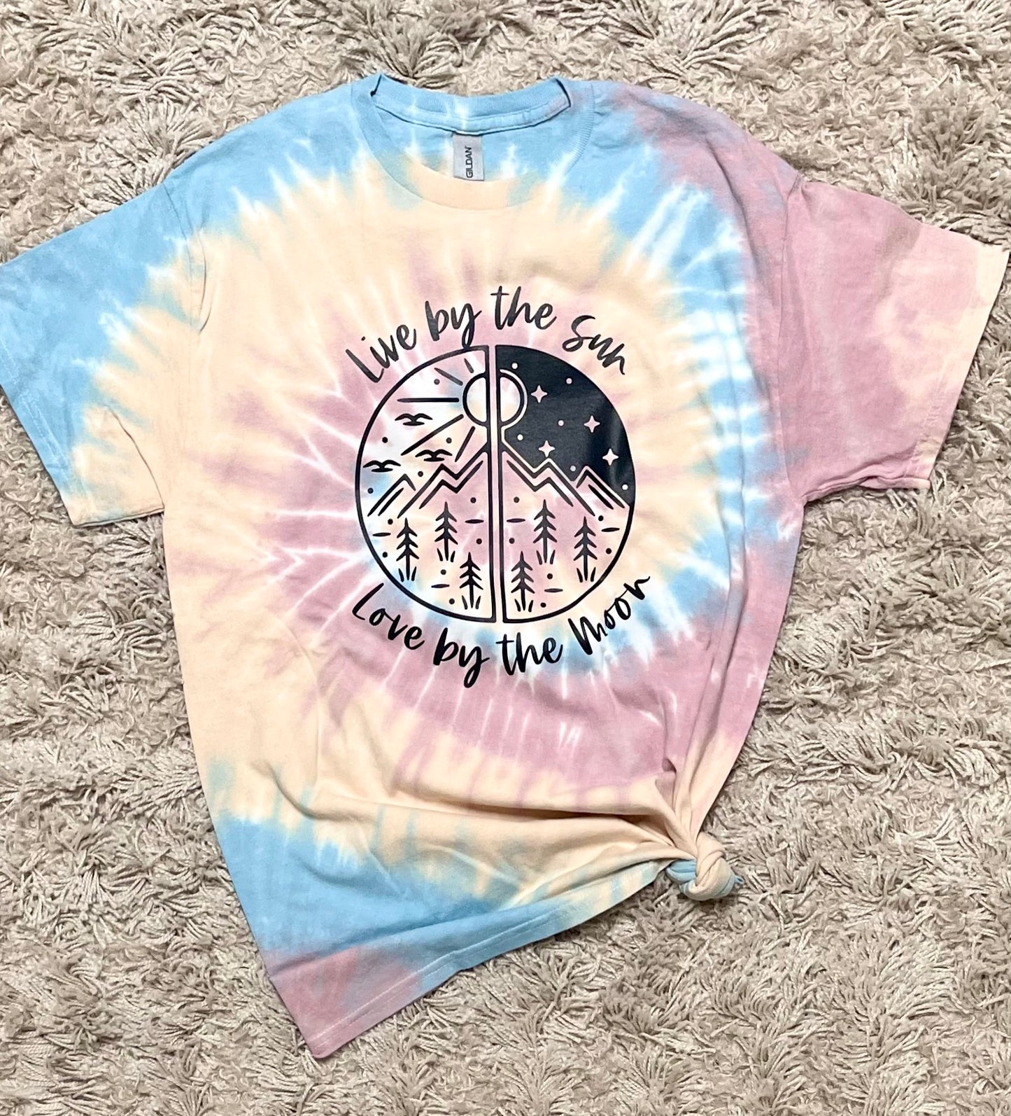 “Live by the Sun. Love by the Moon” Earth-toned Tie Dye Tee