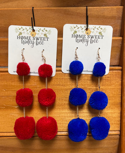 Tiered Pom Pom Earrings