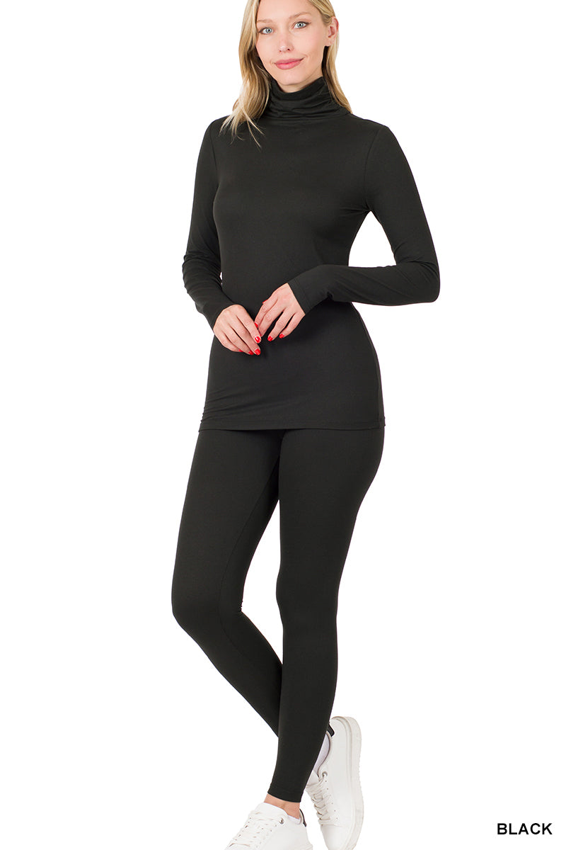 MICROFIBER MOCK NECK TOP & LEGGINGS SET