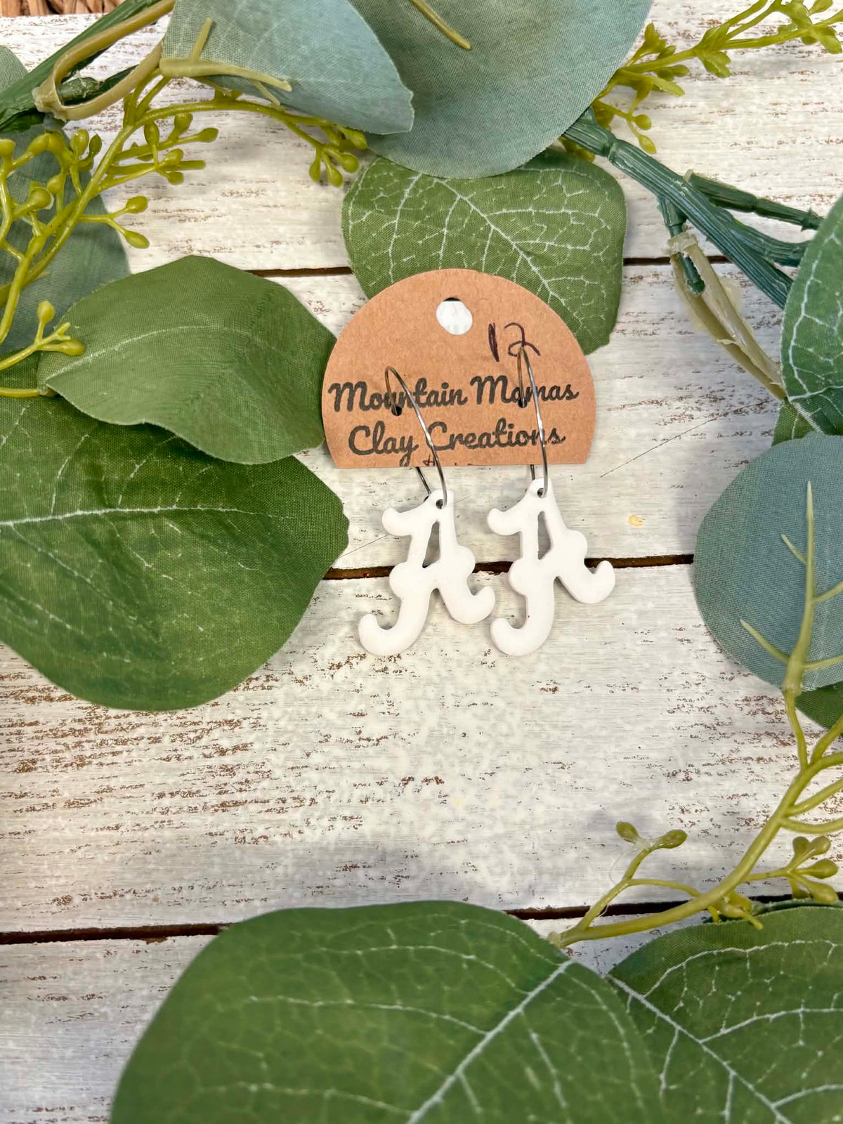 Clay Alabama "A" Hoop Earrings