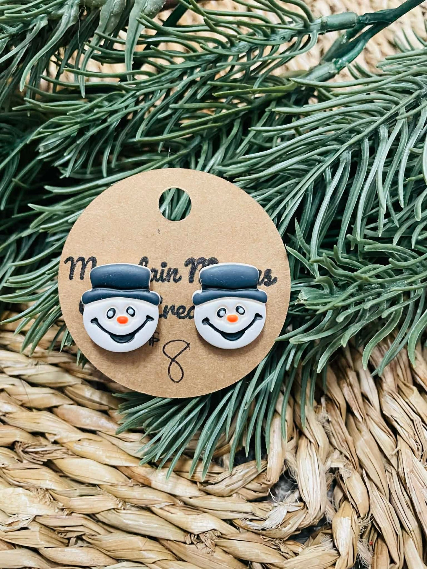 Clay Snowman Stud Earrings