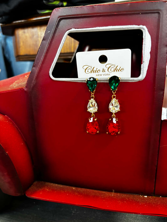 Holiday Faux Stone Drop Earrings