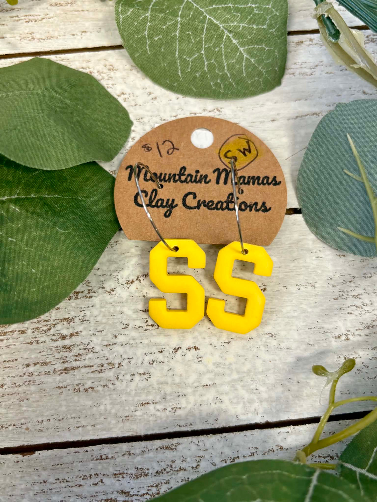Clay School Spirit "S" Hoop Earrings