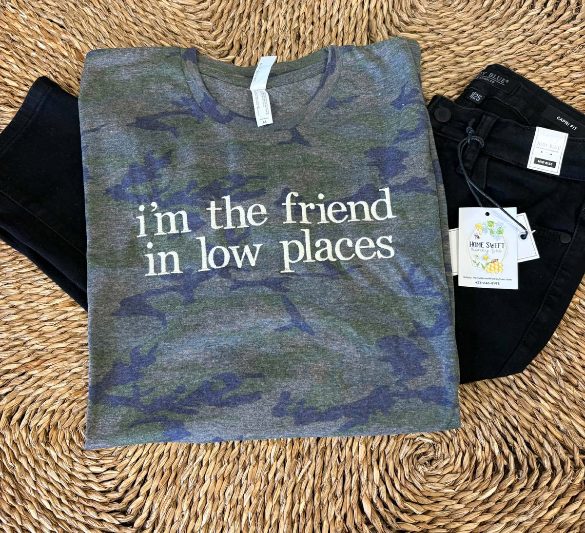 Embroidered Low Places Camo Tee