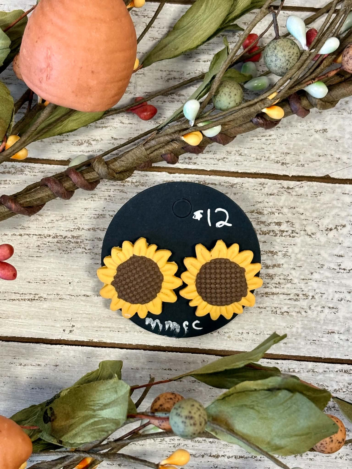 Statement Sunflower Stud Clay Earrings