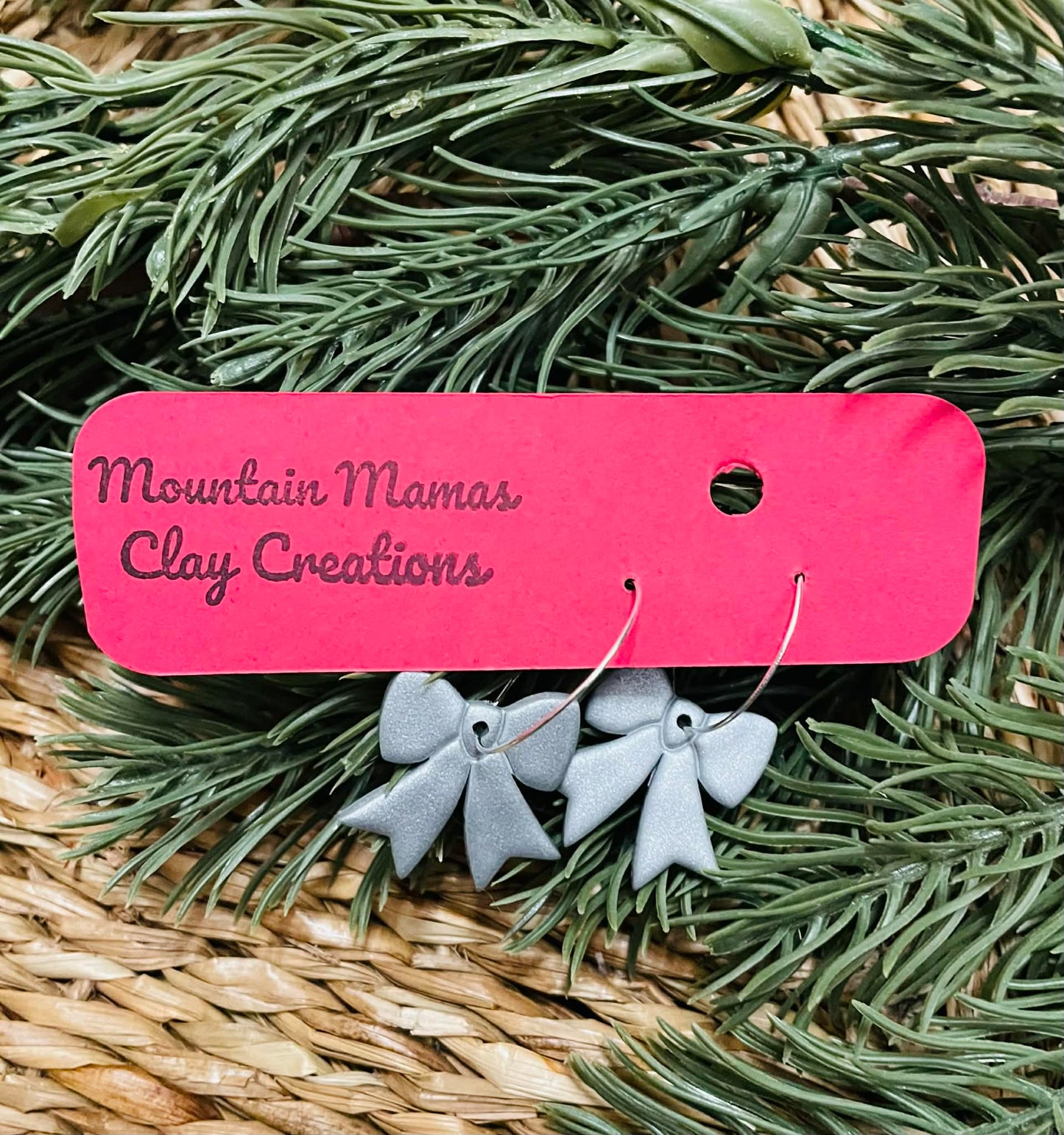 Clay Bow Hoop Earrings