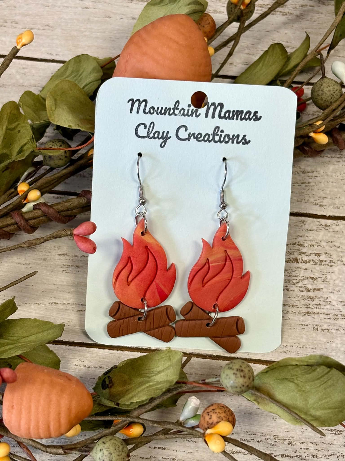 Bonfire Dangle Clay Earrings