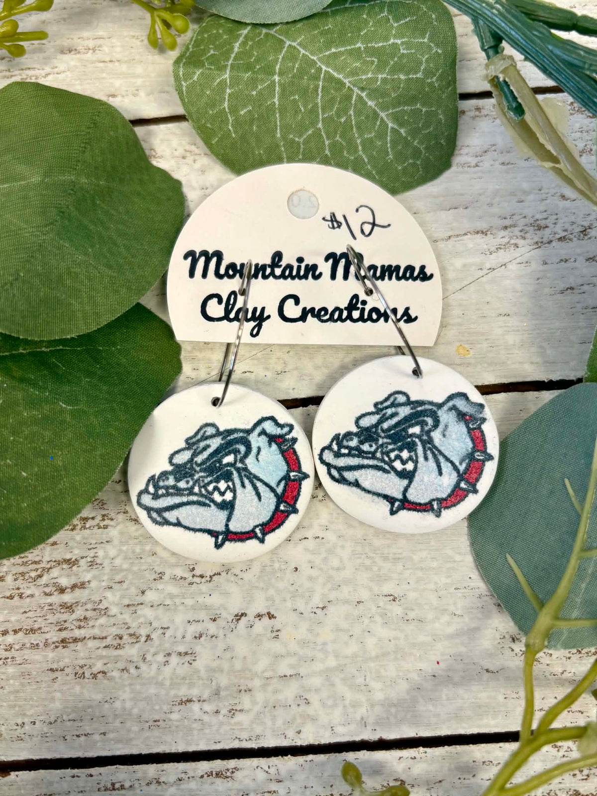 Clay Bull Dawg Hoop Earrings