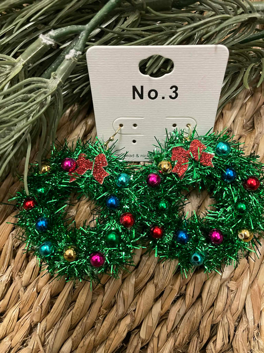 Holiday Wreath Dangle Earrings