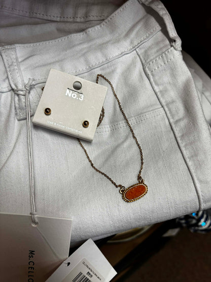 Druzy Pendant Necklace & Round Earring set