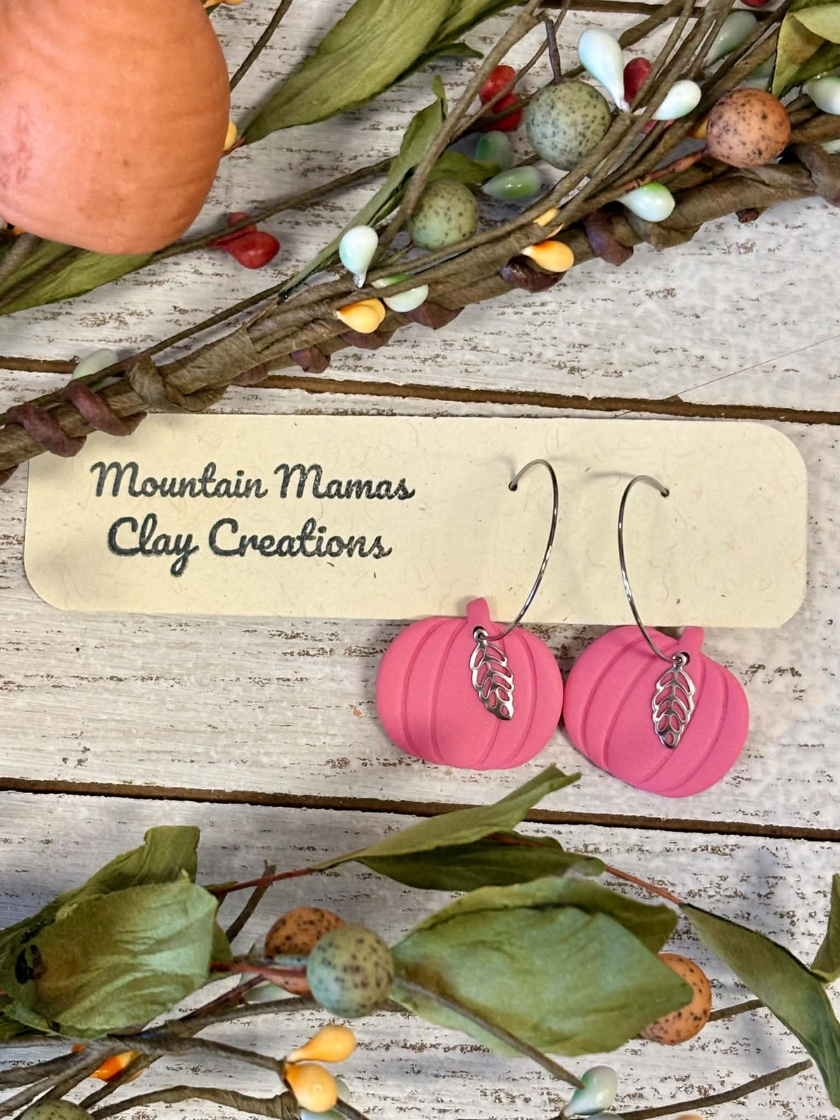 Pumpkins with Silver Leaf on Hoops