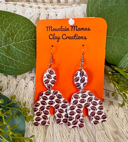 Clay Football Arch Dangle Earrings
