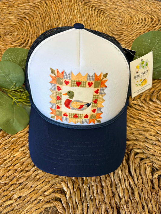Cottage Core Patchwork Mallard Mesh Trucker Hat