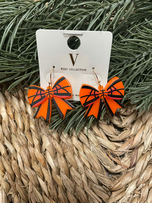 Basketball Bow Dangle Earrings