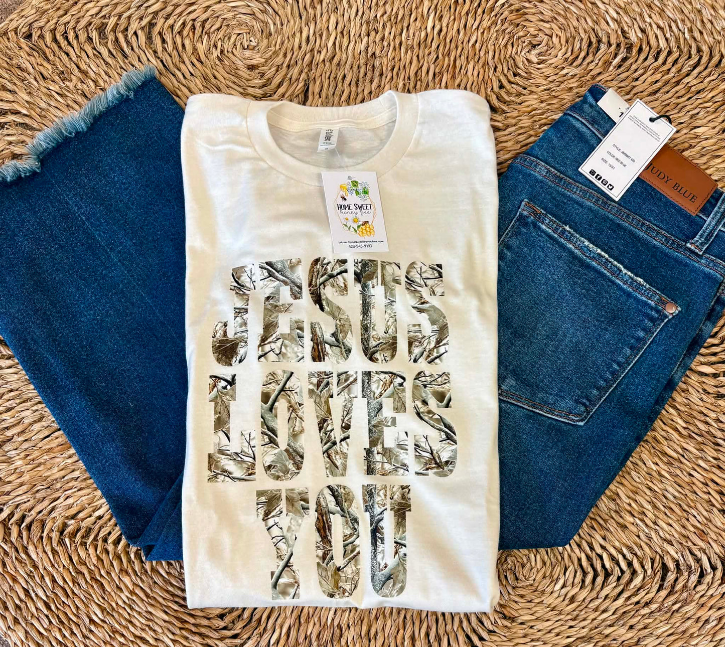 Camo JESUS loves you Tee