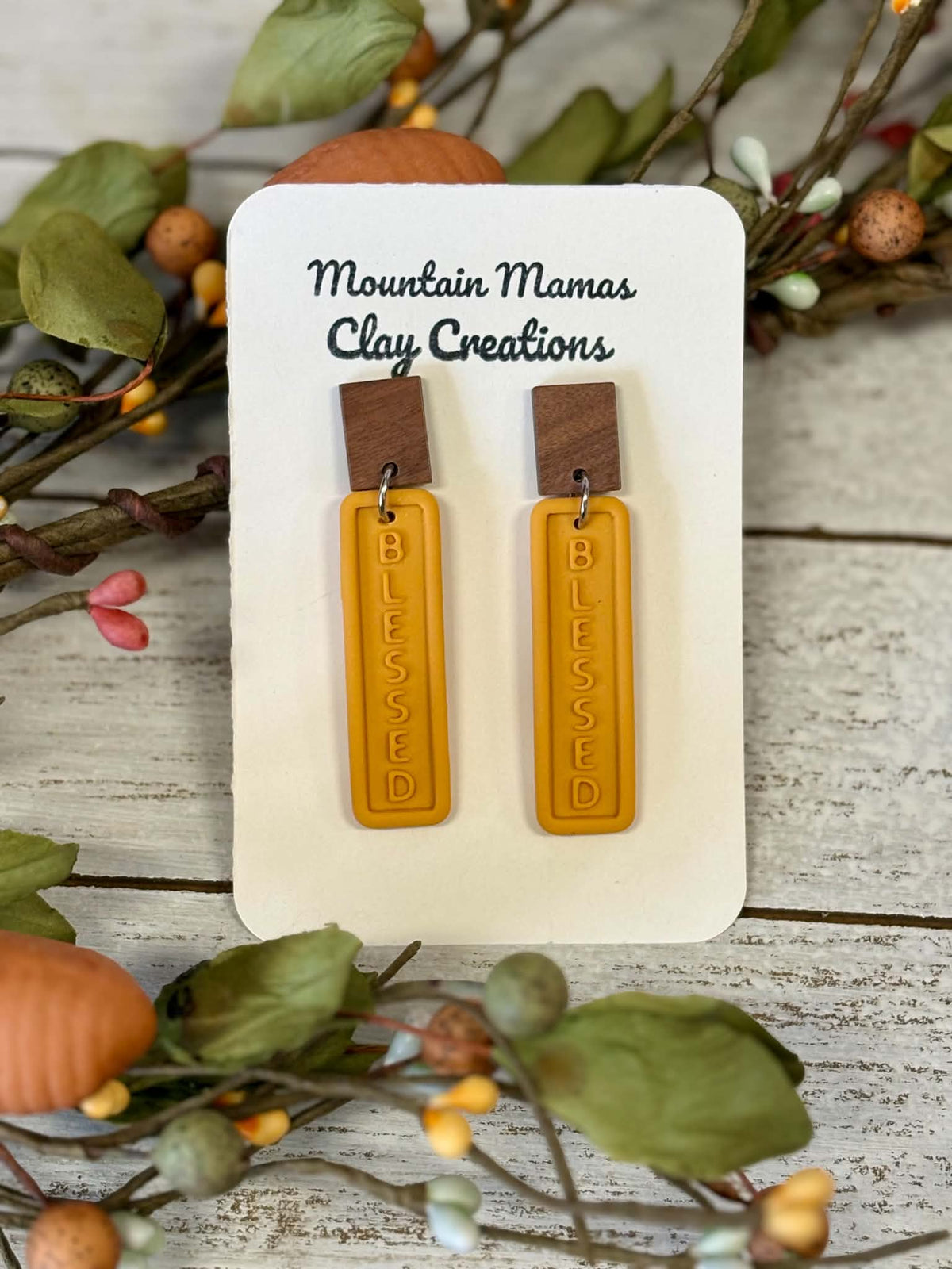 Blessed Dangle Clay Earrings