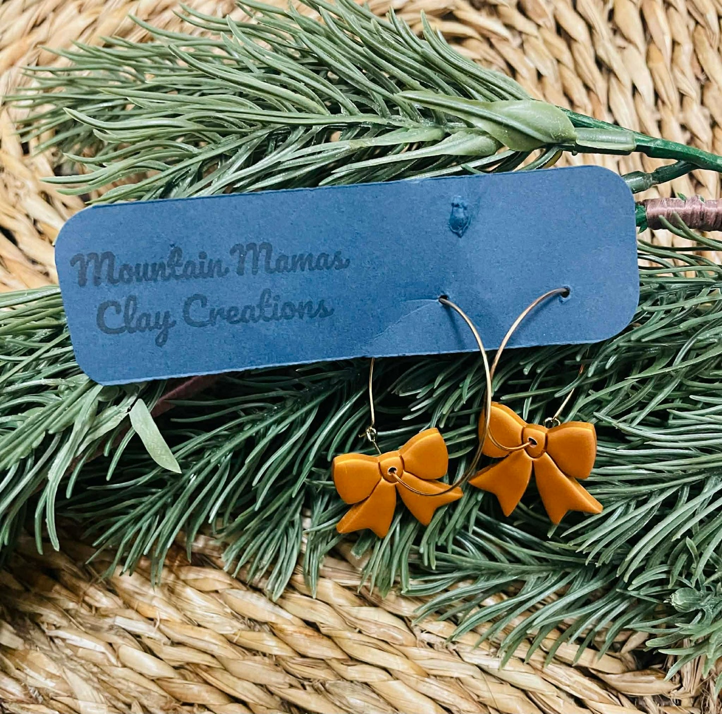 Clay Bow Hoop Earrings