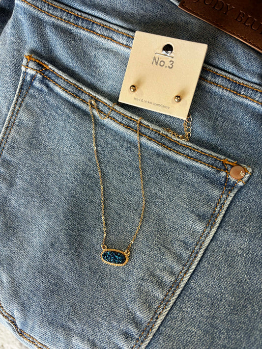 Druzy Pendant Necklace & Round Earring set