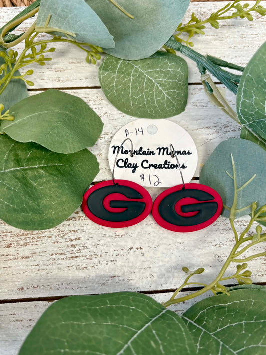 Oval "G" Georgia Hoop Clay Earrings