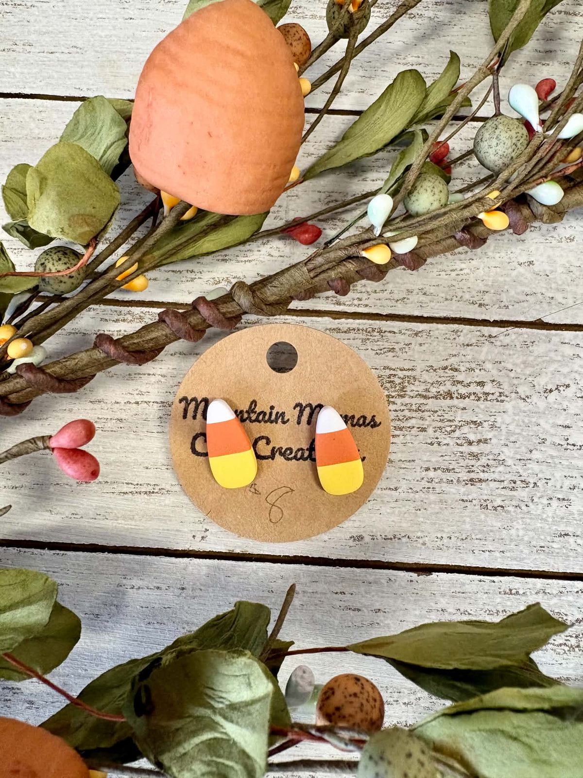 Candy Corn Stud Clay Earrings