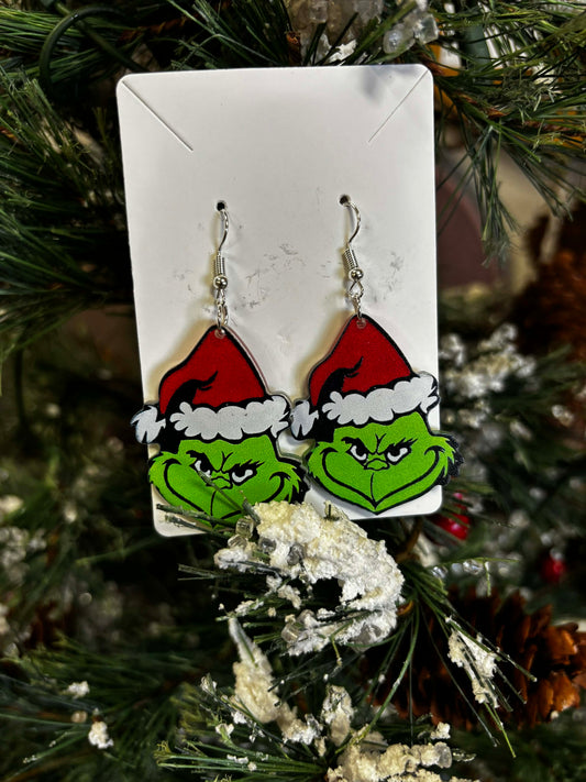 Acrylic green guy Dangle earrings