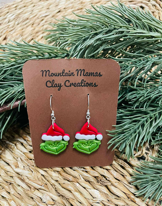Clay Green Guy Dangle Earrings