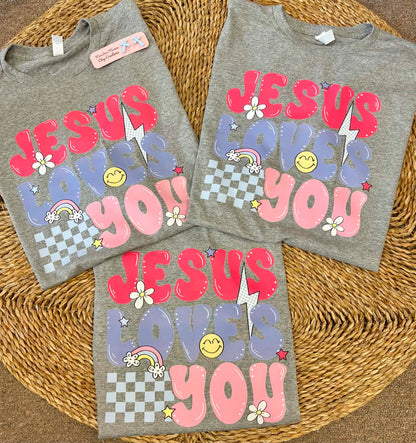 Jesus Loves You Retro Smiley Tee