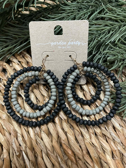 Triple Hoop Beaded Earrings