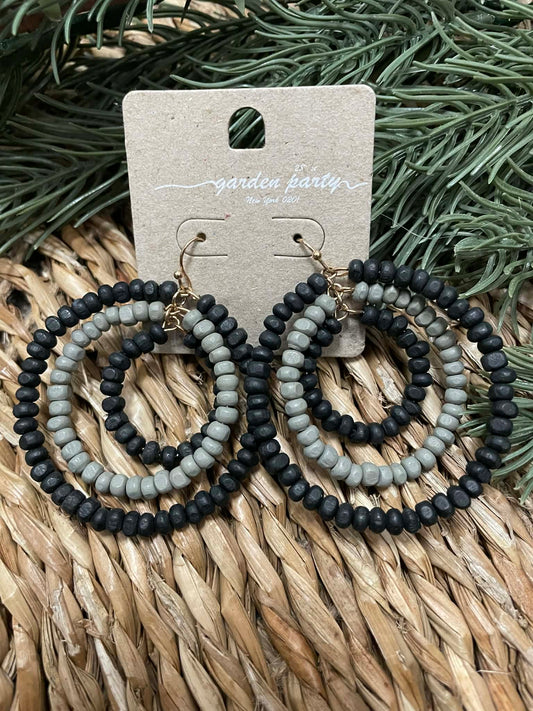 Triple Hoop Beaded Earrings