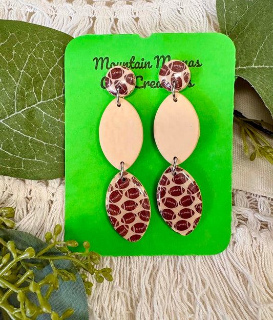 Clay Double Dangle Football Earrings