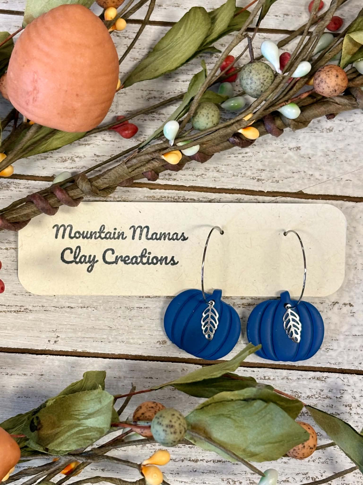 Pumpkins with Silver Leaf on Hoops