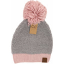 CC.Beanie Color Block Knitted Sherpa Pom Beanie