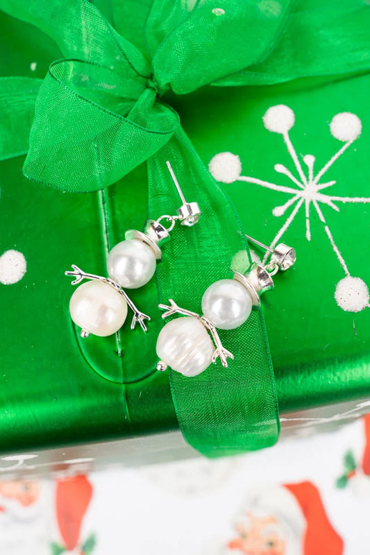 Snowman Pearl Earrings