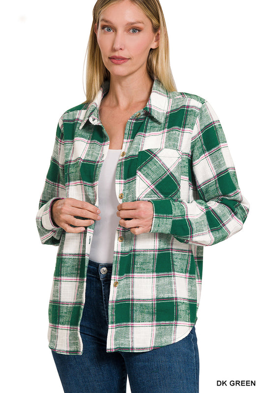 COTTON PLAID SHACKET WITH FRONT POCKET