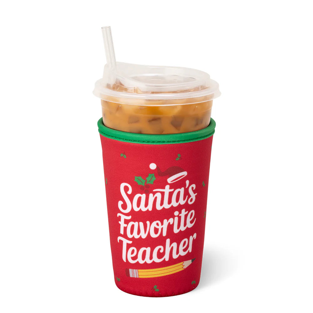 Santa's Favorite Teacher Iced Cup Coolie