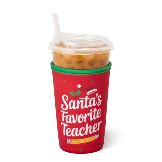 Santa's Favorite Teacher Iced Cup Coolie