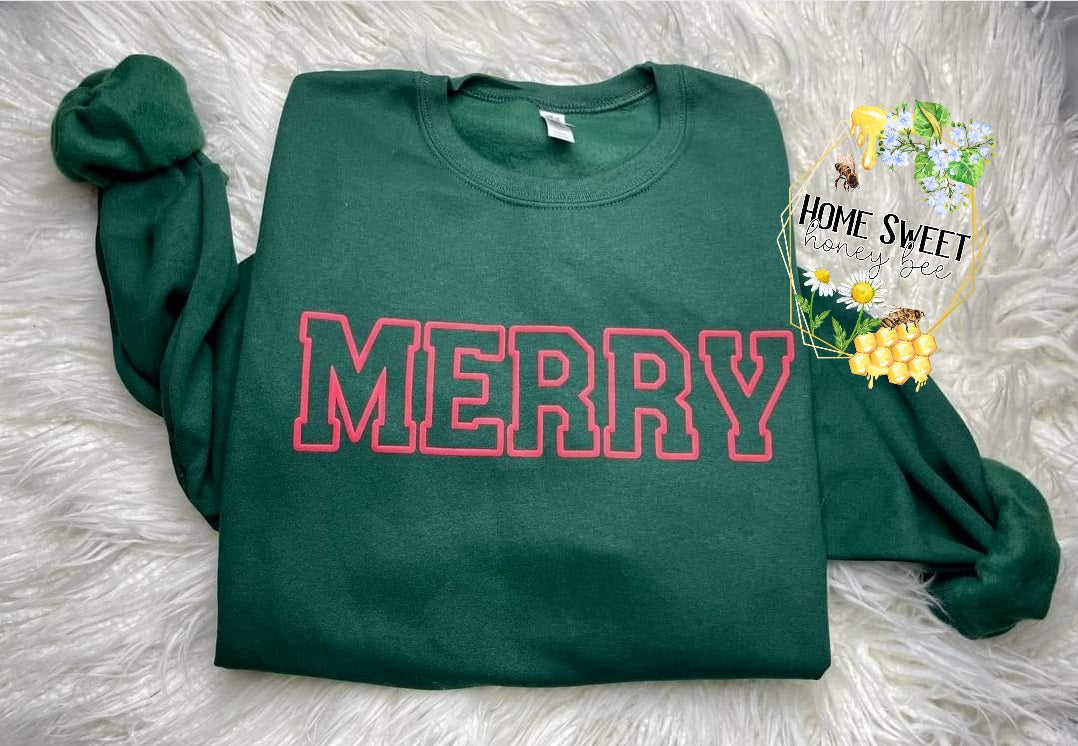 MERRY puffy print crewneck sweatshirt(PREORDER)