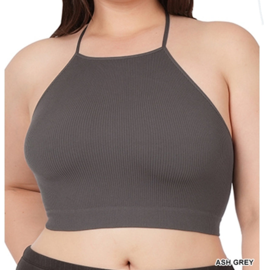 (DOORBUSTER)  RIBBED SEAMLESS CROPPED CAMI TOP