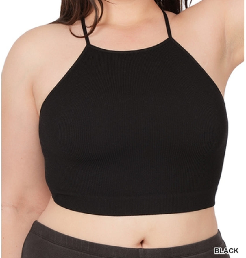 (DOORBUSTER)  RIBBED SEAMLESS CROPPED CAMI TOP