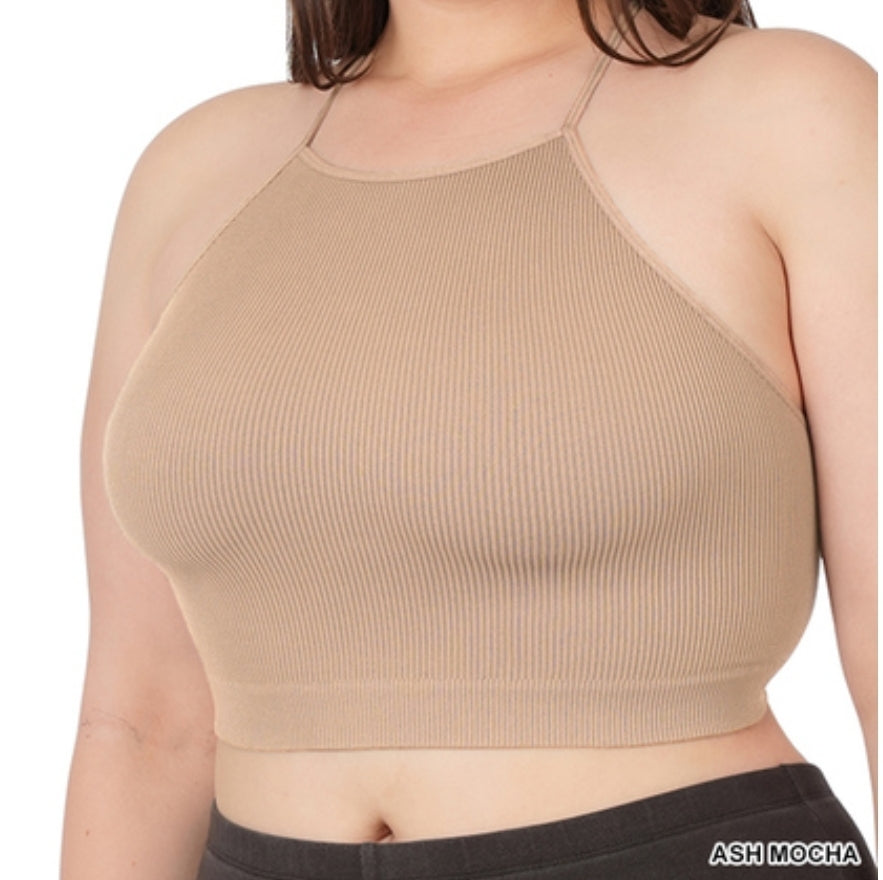 (DOORBUSTER)  RIBBED SEAMLESS CROPPED CAMI TOP